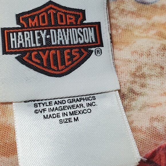 Harley Davidson Orange & Red Graphic T-Shirt - Picture 4 of 4